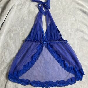 Y2k Frederick's of Hollywood‎ Cobalt Blue Halter Slip Dress size Medium?